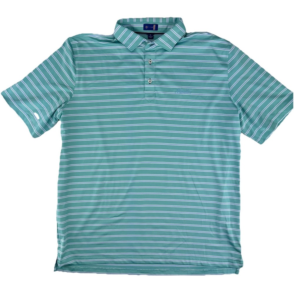 Stitch Golf Polo Shirt Mens XL Green‎ Striped Ansley Golf Club